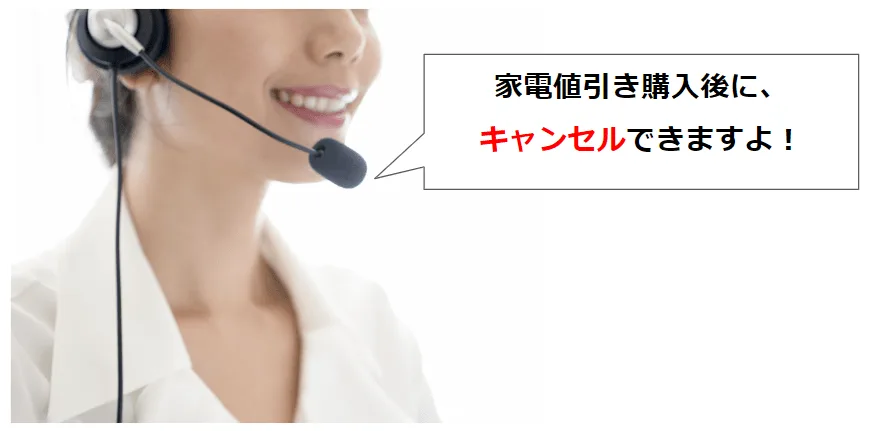 ヤマダ電機の光回線アドバイザーにキャンセル可否を取材した様子